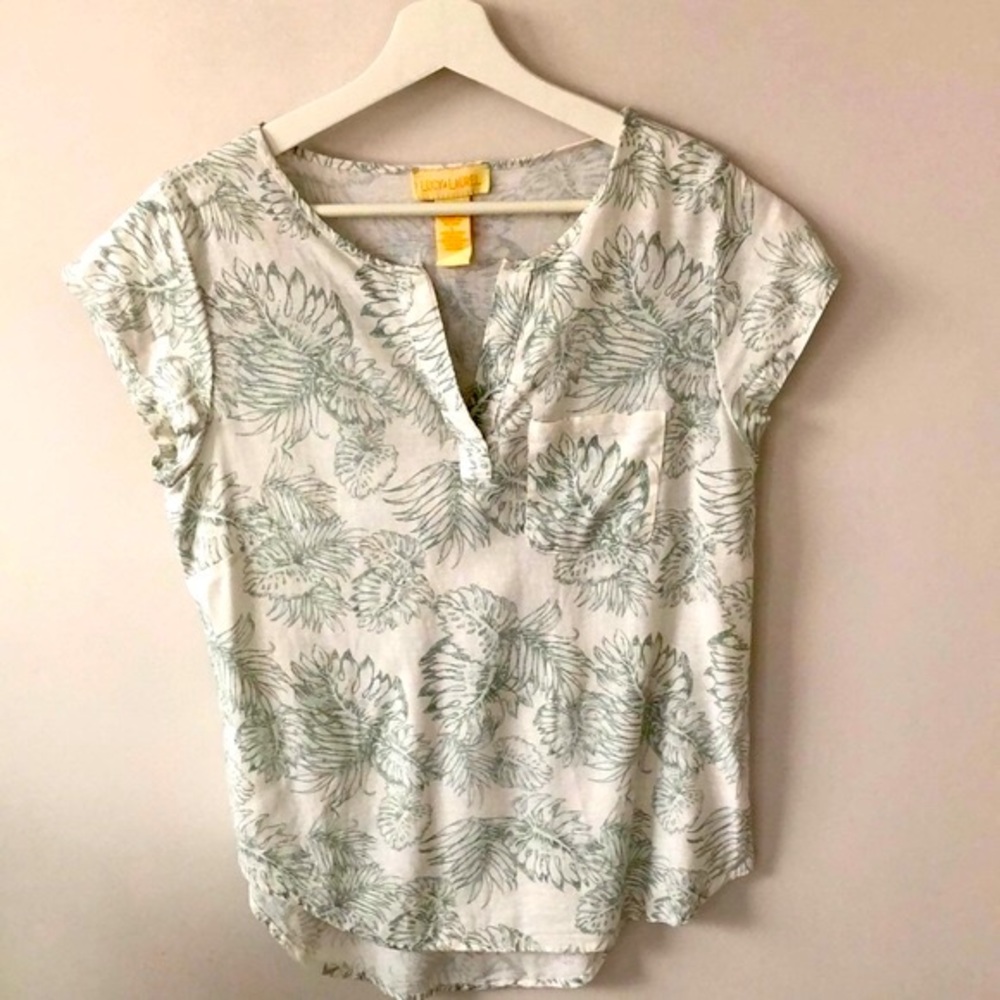 Lucy & Laurel Summer Linen Blend Fun Little Women top